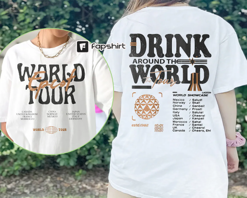 Epcot Drink Around The World Tour Comfort Colors Shirt, Walt Disney World, Mickey And Friends, Epcot Center 1982 Shirt, Disney Epcot Shirt