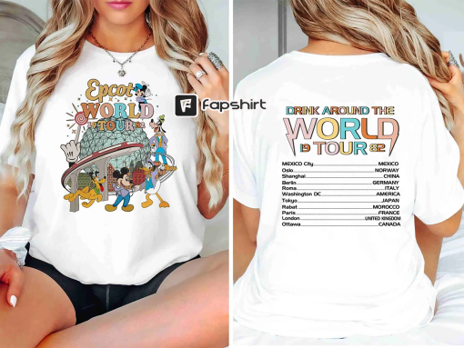 Disney Epcot World tour 1982 front and back print Shirt, Drink around the World Traveler Shirt, Disney Family Matching Shirt, Epcot Shirt