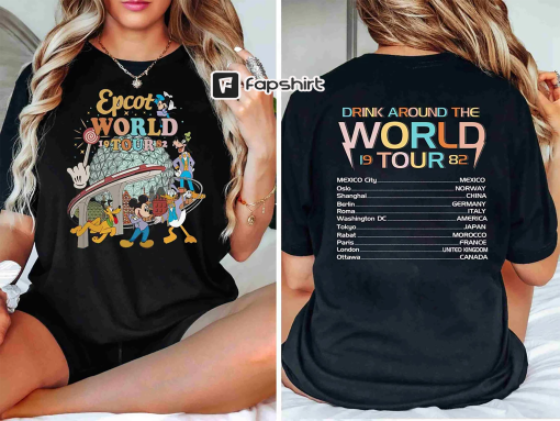 Disney Epcot World tour 1982 front and back print Shirt, Drink around the World Traveler Shirt, Disney Family Matching Shirt, Epcot Shirt