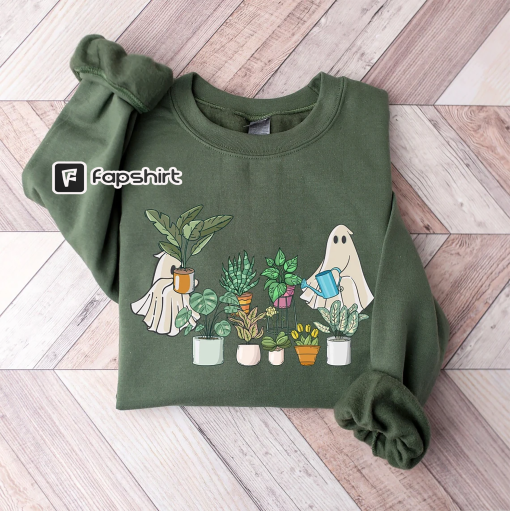 Ghost Plant Lady Sweatshirt, Halloween Plants Crewneck, Plant Lover Gift, Halloween Mom Sweater, Spooky Gardener Hoodie