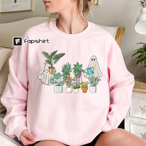 Ghost Plant Lady Sweatshirt, Halloween Plants Crewneck, Plant Lover Gift, Halloween Mom Sweater, Spooky Gardener Hoodie