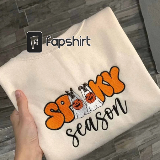 Embroidered Spooky Season Halloween Sweatshirt Spooky Season Embroidered Shirt Halloween Adult Unisex fall Crewneck Hoodie