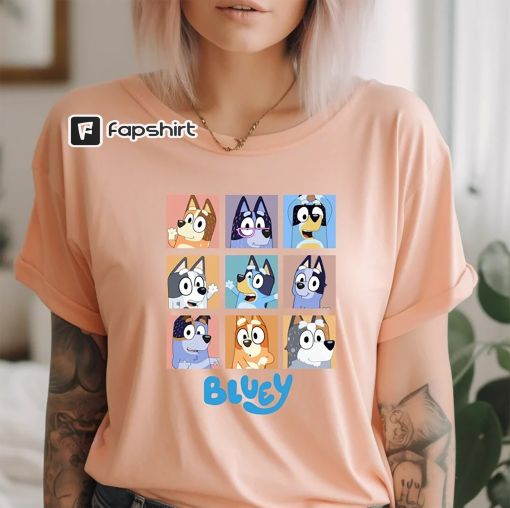 Blueys Shirt, Bluey Family Shirts, “Bluey Show Shirt, Bluey Family Top, Heeler Bluey Clothing, Animated Character Apparel, Bandit Bluey