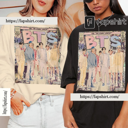 Bts KComic Shirt, 90S Vintage Merch Art Dynamite Be Album Kpop Concert Tour 2023 Graphic Tee Gift For Fan