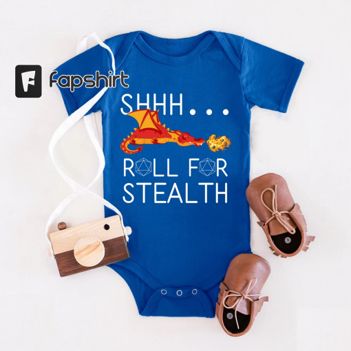 Shhh Roll For Stealth Onesie, Dungeons and Dragons Onesie , Board Game Baby Bodysuit