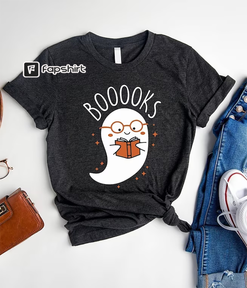 Booooks Shirt, Halloween Books Shirt, Ghost Books Sweatshirt, Teacher Librarian Gift, Reading Bookworm Shirt, Cute Gift for Her