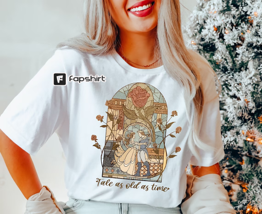 Comfort Colors® Vintage Tale as Old as Time Shirt, Retro Beauty and the Beast T-Shirt, Disney Princess Shirt, Belle Beauty Princess Tees