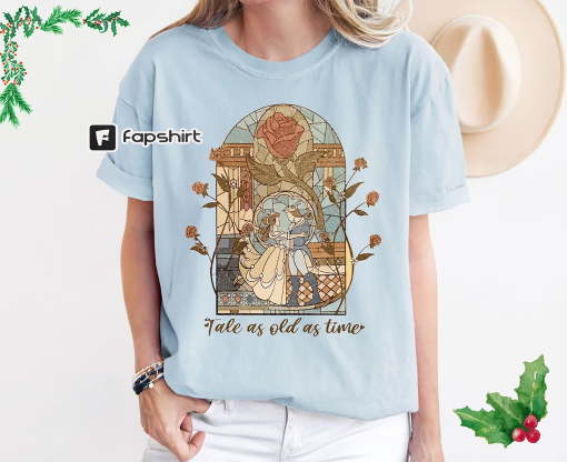 Comfort Colors® Vintage Tale as Old as Time Shirt, Retro Beauty and the Beast T-Shirt, Disney Princess Shirt, Belle Beauty Princess Tees