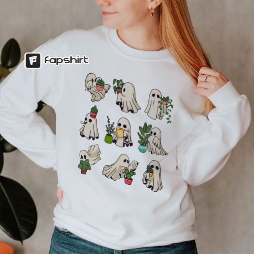 Cute Ghost Plant Lady Sweatshirt, Halloween Plants Sweatshirt, Ghost Plant T Shirt, Plant Lover Gift, Gardening Tee