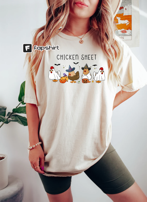 Chicken Sheet Sweatshirt, Halloween Chickens Shirt, Spooky Chicken Halloween Gifts, Western Halloween Shirt, Chicken Lover Gift Tee