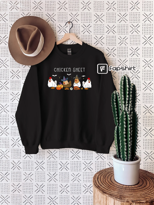 Chicken Sheet Sweatshirt, Halloween Chickens Shirt, Spooky Chicken Halloween Gifts, Western Halloween Shirt, Chicken Lover Gift Tee