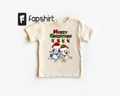 Bluey Ugly Merry Christmas Shirt, Bluey And Bingo Toddler Shirt, Bluey Kids Shirt, Blue Dog Christmas Onesie Shirt, Cute Toddler Xmas Shirt