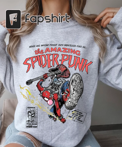 Retro Spider-Punk Sweatshirt, Spider-Punk Crewneck, Spiderman Comic…