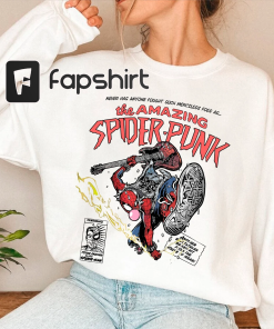 Retro Spider-Punk Sweatshirt, Spider-Punk Crewneck, Spiderman Comic…