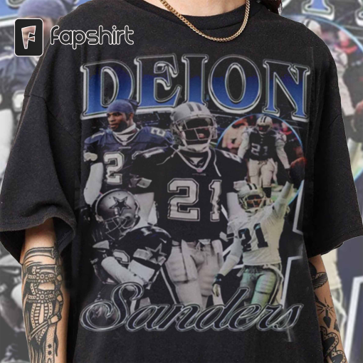 Deion Sanders 90s Vintage T-Shirt – Deion Sanders American Football Vintage Graphic Tee – Deion Sanders 90s Vintage Oversized Retro Shirt