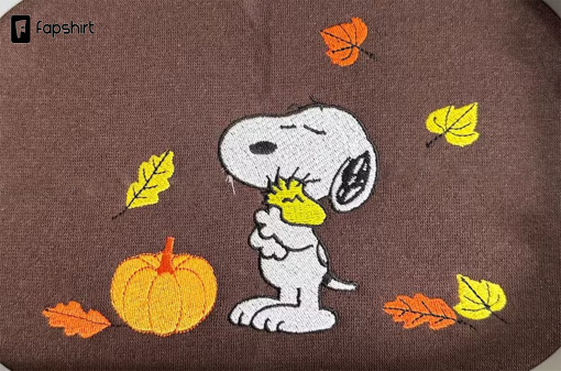 Snoopy Fall Halloween Embroidered Sweatshirt, Dog Autumn Embroidered Crewneck, Vintage Snoopy Fall, Halloween Gift