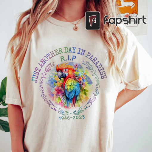 Memorial RIP Jimmy Buffett Shirt with Parrot, Jimmy Buffett Fan Gift, Parrothead Island Tshirt, Trop Rock Beach Tee Shirt, Fins Up T-Shirt