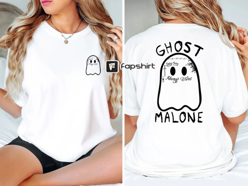 2 Side Ghost Malone Pocket Size Sweatshirt, Halloween Shirts,Funny Ghost Malone Shirt,Spooky Halloween Tee,Malone Fan Shirt,Cute Ghost Shirt