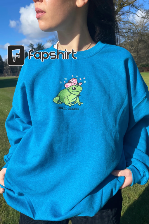 frog embroidered crewneck sweatshirt funny cottage core frog lover silly gift, Beep Beep