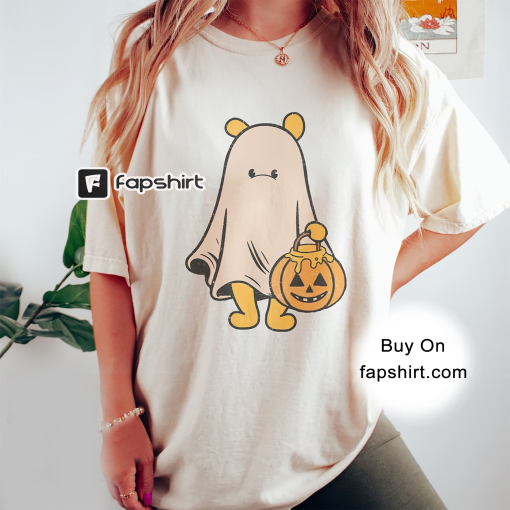 Retro Winnie the Pooh Ghost Comfort Color Shirt, Trick or treat, Spooky Season, Pooh Honey Pumpkin Not So Scary, Halloween Disneyland Tshirt