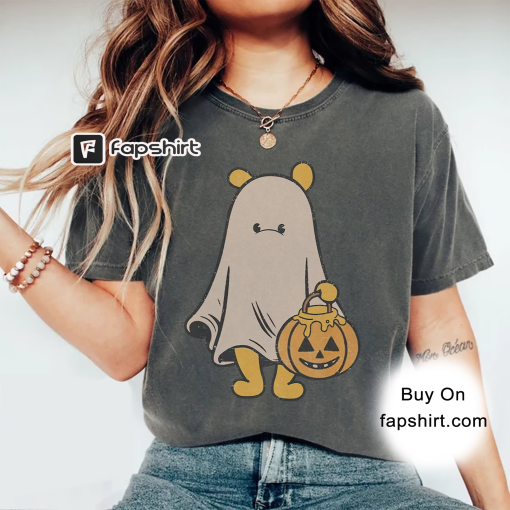 Retro Winnie the Pooh Ghost Comfort Color Shirt, Trick or treat, Spooky Season, Pooh Honey Pumpkin Not So Scary, Halloween Disneyland Tshirt