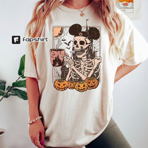 Vintage Disney Skeleton Coffee Comfort Colors Shirts, Disney Skeleton Shirt, Disney Spooky Shirt, Pumpkin Halloween Shirt, Stay Spooky Shirt