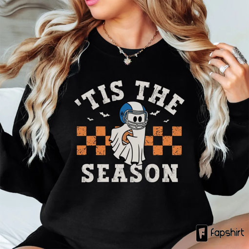 Tis The Season Football Shirt, Fall Football Shirt, Tailgate Party Sweatshirt, Halloween Football Sweater, Womens Football Ghost Sweatshirt