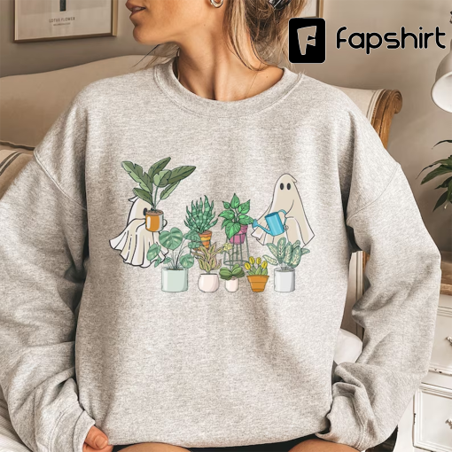 Ghost Plant Lady Sweatshirt, Halloween Plants Crewneck, Plant Lover Gift, Halloween Mom Sweater, Spooky Gardener Hoodie