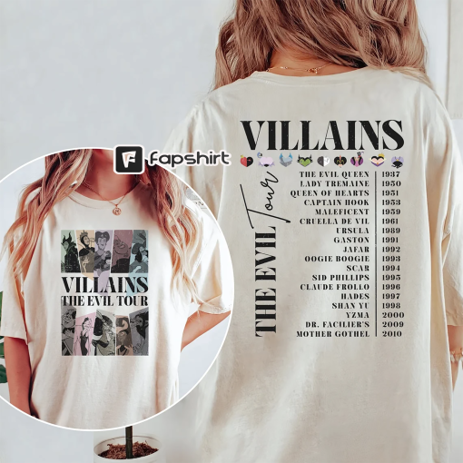 Villains The Evil Tour Shirt, Disney Character Villains, Disneyland Halloween, Woman Disney Shirts, Disney World Shirt, Gift For Halloween