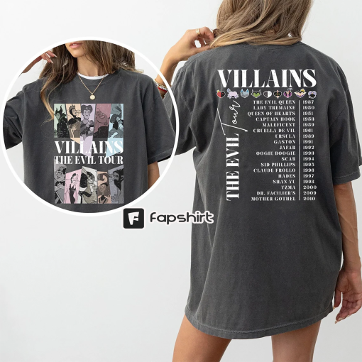 Villains The Evil Tour Shirt, Disney Character Villains, Disneyland Halloween, Woman Disney Shirts, Disney World Shirt, Gift For Halloween