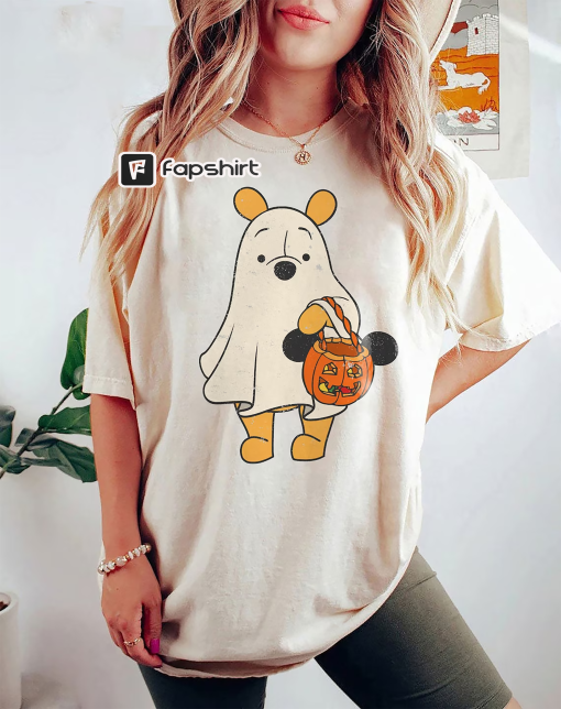 Retro Pooh Ghost Halloween Comfort Colors Shirt, Disney Spooky Season Shirt, Mickey’s Not So Scary Halloween Shirt, Halloween Pumpkin Tee