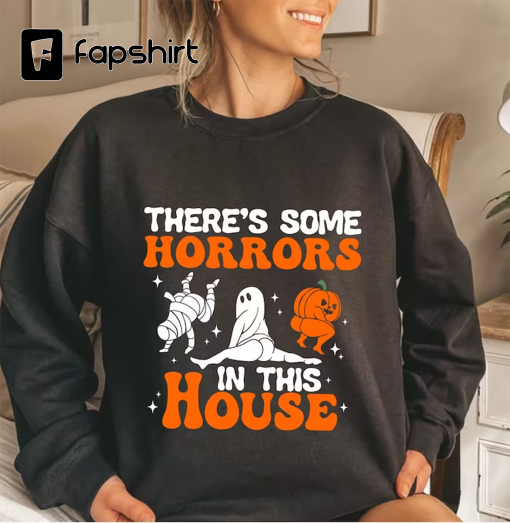 Funny Halloween Sweatshirt, There’s Some Horrors In This House Sweatshirt, Spooky Season Shirt, Retro Halloween Sweater, Funny Pumpkin Shirt