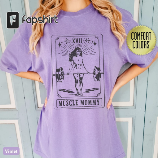 Tarot Card Muscle Mommy Pump Cover Gym Shirt for Women, Comfort Colors Pump Cover for Fitness Lover or Gym Lover Pumpcover Crewneck Pump Tee