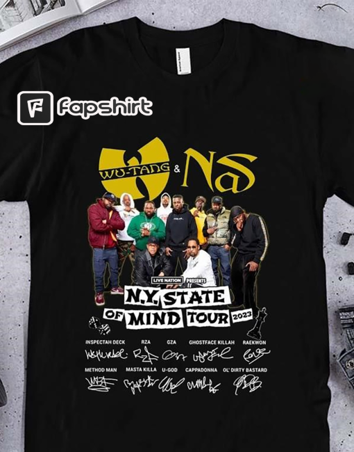 Wu-Tang Clan And Nas NY State Of Mind Tour 2023 Signatures T-Shirt