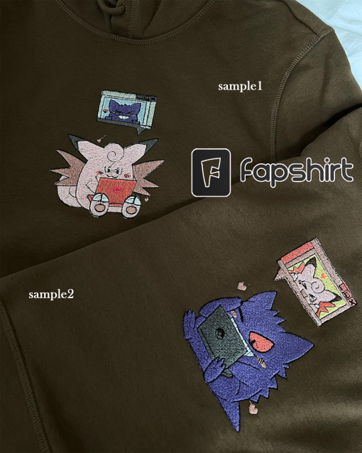 Pokemon Gengar Embroidered Hoodie Sweatshirt, Spooky Season Sweatshirt