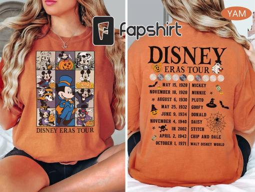 Disney Halloween Eras Tour Shirt, Mickey Mouse Eras Tour Shirt, Disney Double Sided Halloween Shirt, Disney Trick Or Treat, Spooky Season