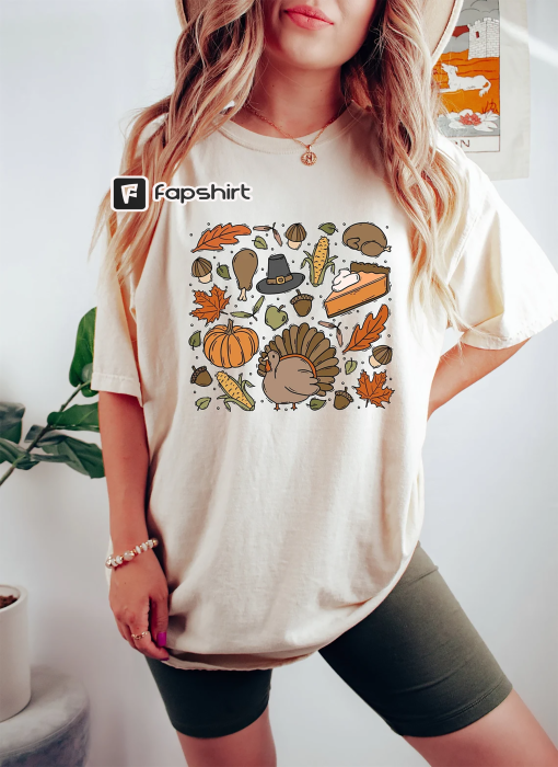 Thanksgiving Doodles Pumpkin Leaves Sweatshirt,Happy Turkey Day Hoodie,Thanksgiving Sweatshirt,Peace Sign TurkeyShirt,Funny Fall Sweatshirt