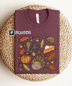 Thanksgiving Doodles Pumpkin Leaves Sweatshirt,Happy Turkey Day…