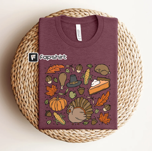 Thanksgiving Doodles Pumpkin Leaves Sweatshirt,Happy Turkey Day Hoodie,Thanksgiving Sweatshirt,Peace Sign TurkeyShirt,Funny Fall Sweatshirt