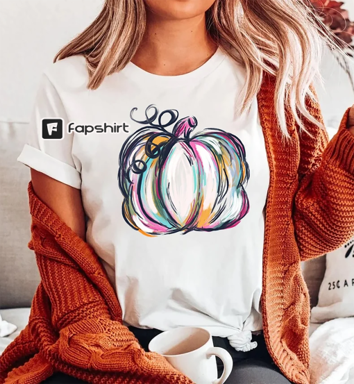 Watercolor Pumpkin T-shirt, Colorful Pumpkin Shirt, Watercolor Pumpkins, Halloween Shirt, Autumn Shirt, Cute Fall Shirt, Gift For Halloween