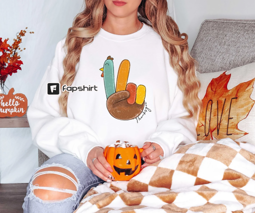 Peace Sign Turkey, Retro Thanksgiving Turkey Shirt, Hello Thanksgiving Sweatshirt, Gift For Thanksgiving, Happy Thanksgiving Shirt