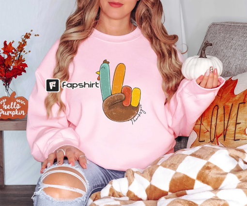 Peace Sign Turkey, Retro Thanksgiving Turkey Shirt, Hello Thanksgiving Sweatshirt, Gift For Thanksgiving, Happy Thanksgiving Shirt