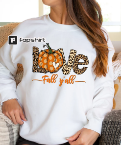 Love Fall Y’All Shirt, Leopard Pumpkin Print…