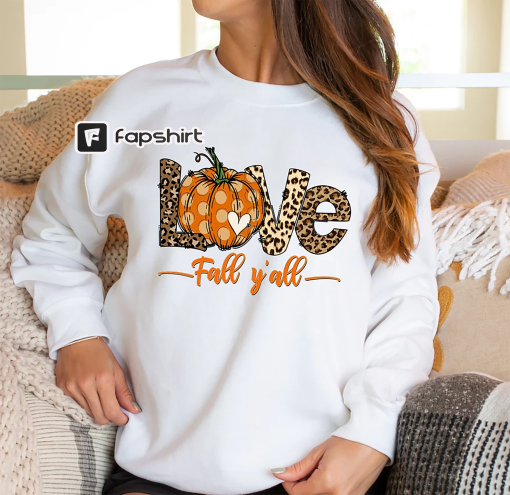 Love Fall Y’All Shirt, Leopard Print Fall Shirt, Thanksgiving,Hello Pumpkin, Fall Vibes, Peace Love Thanksgiving, Family Thanksgiving Shirt