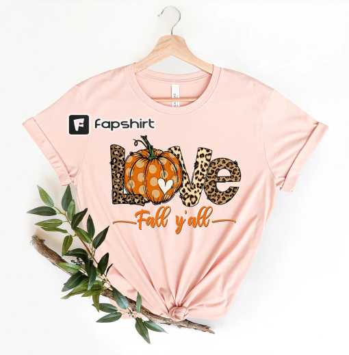 Love Fall Y’All Shirt, Leopard Print Fall Shirt, Thanksgiving,Hello Pumpkin, Fall Vibes, Peace Love Thanksgiving, Family Thanksgiving Shirt