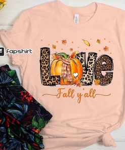 Love Fall Y’All Shirt, Leopard Pumpkin Print…