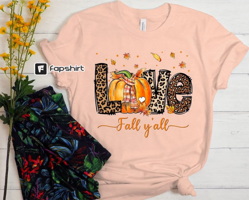 Love Fall Y’All Shirt, Leopard Pumpkin Print Fall Shirt, Hello Pumpkin, Fall Vibes, Peace Love Thanksgiving, Family Thanksgiving Shirt