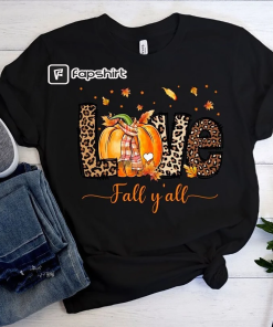 Love Fall Y’All Shirt, Leopard Pumpkin Print…