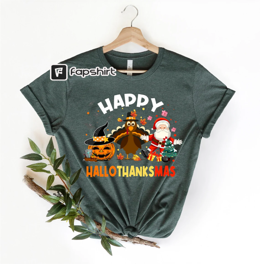 Happy Hallothanksmas Shirt, Halloween Shirt, Holiday Season Shirt, Christmas Shirt, Thanksgiving Shirt, Fall Shirt, Cute Autumn Shirt