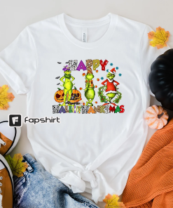 Halloween Thanksgiving Christmas Shirt, Happy HalloThanksMas Sweatshirts,…